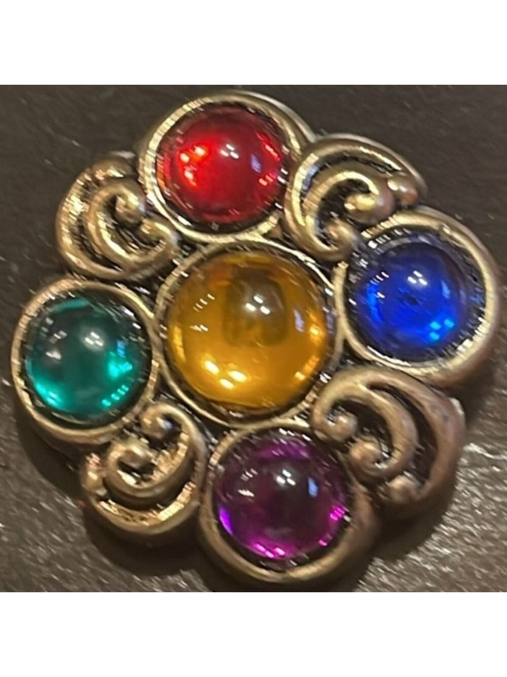 Vintage Jewel Tone Flower Button Covers Gold Sweater Guard Style Y2K Set